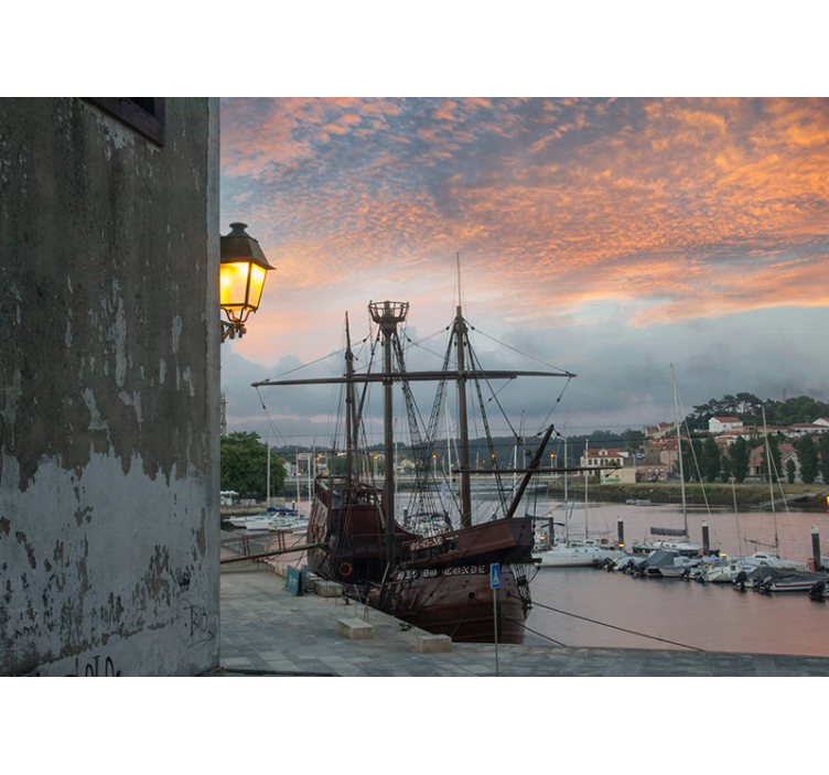 城市和乡村照片墙 历史悠久的船港 - TenStickers