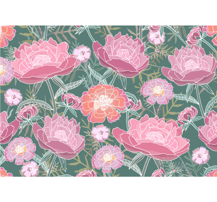 花卉照片墙展现牡丹花组合 - TenStickers