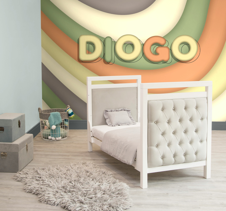 儿童房的其他壁画曲线条纹与名字 - TenStickers