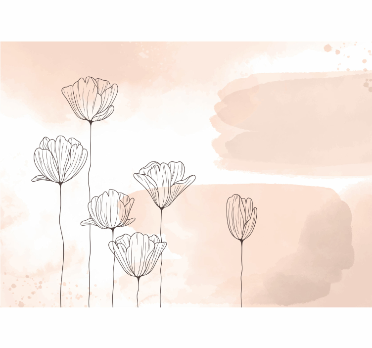 花卉线条艺术壁画 - TenStickers