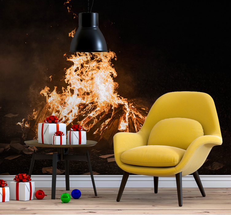 抽象照片墙燃烧的篝火场景 - TenStickers