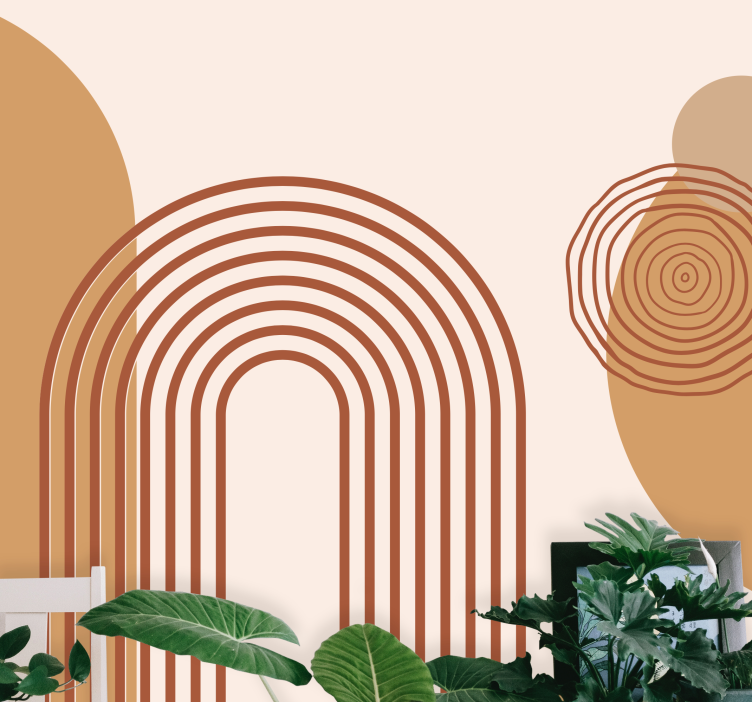 抽象照片墙与几何曲线线条相结合 - TenStickers