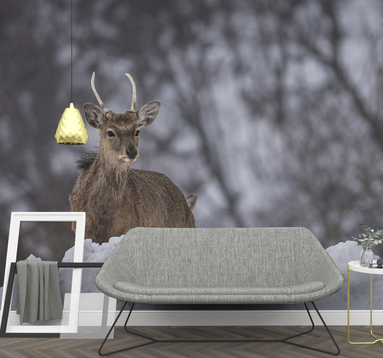 动物风格的墙面壁画雪中鹿 - TenStickers