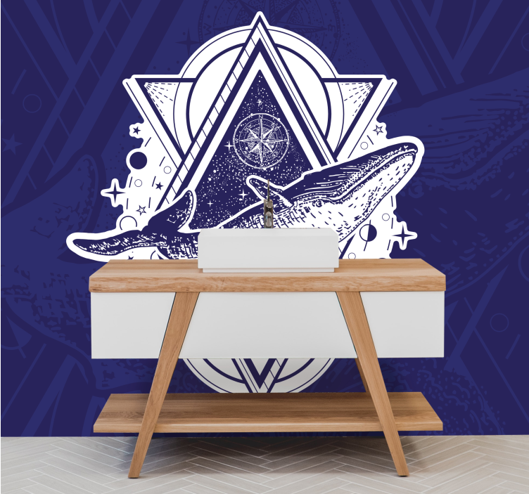 动物风格的墙面壁画雄伟鲸鱼设计 - TenStickers