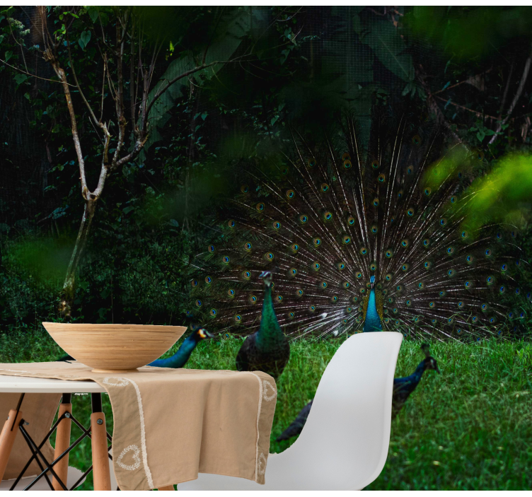 动物风格的墙面壁画孔雀展示羽毛 - TenStickers