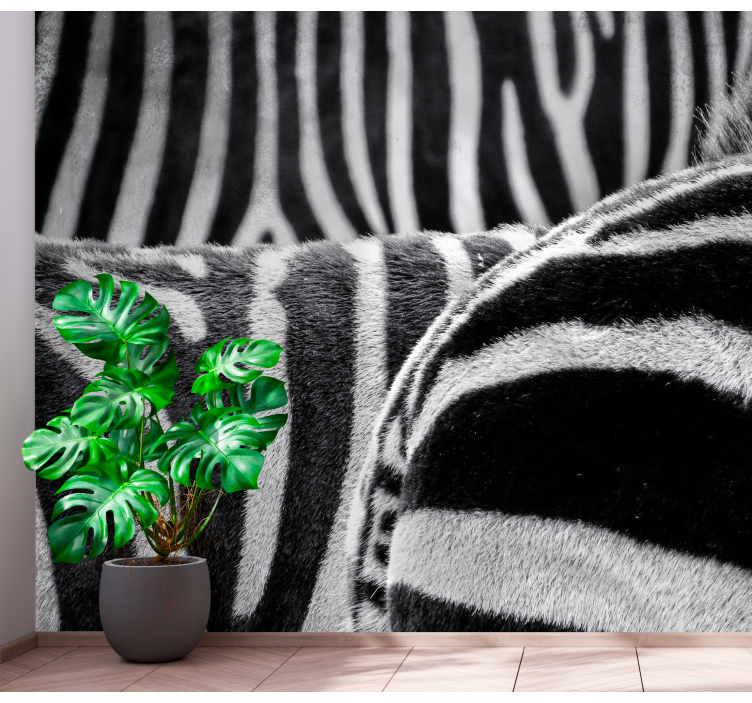 动物风格的墙面壁画展现逼真的斑马纹理 - TenStickers