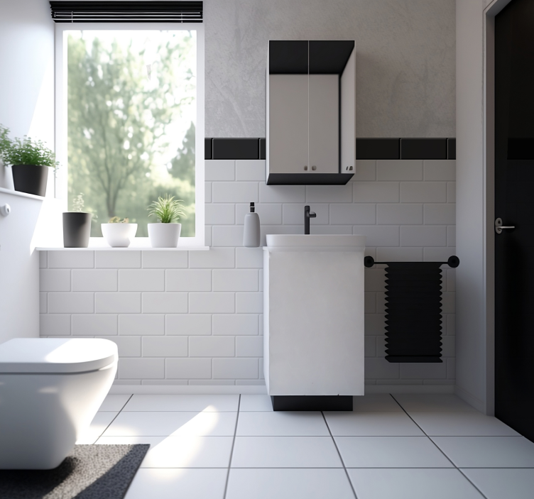 其他纹理和图案壁画 白色瓷砖白色瓷砖 - TenStickers