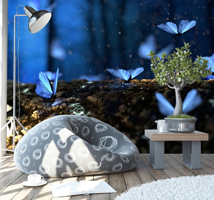 蓝色的蝴蝶墙壁画 - TenStickers