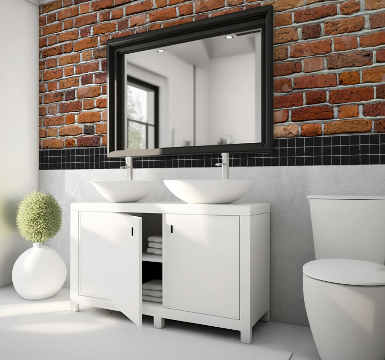 砖块照片墙 瓷砖用砖砌成 - TenStickers