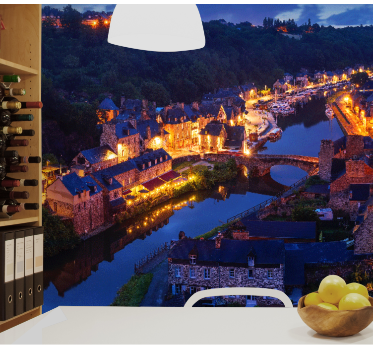 夜晚点亮的桥餐厅壁画 - TenStickers