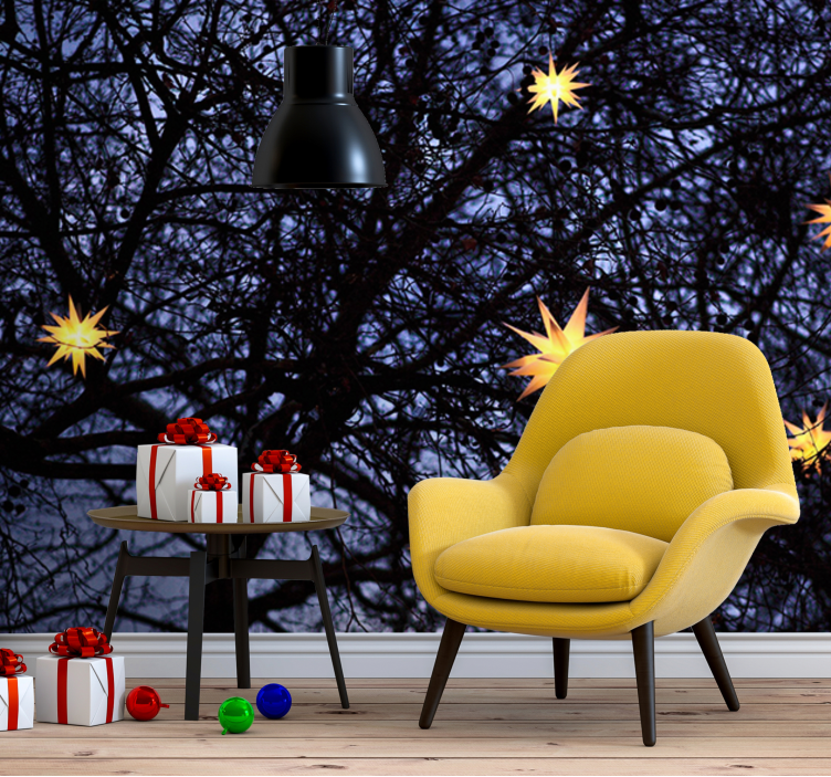 圣诞照片墙 圣诞 金色星空之夜 - TenStickers