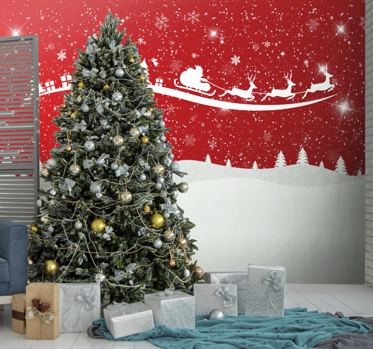 圣诞照片墙 圣诞 圣诞老人雪橇展示 - TenStickers