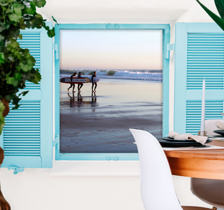 城市和乡村照片墙海滩冲浪场景 - TenStickers