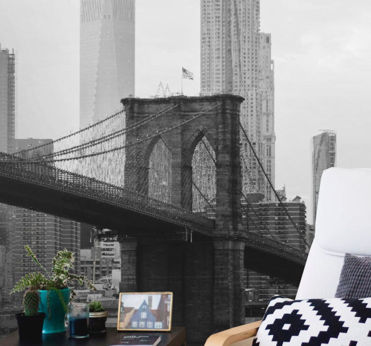 城市和乡村照片墙布鲁克林大桥剪影 - TenStickers