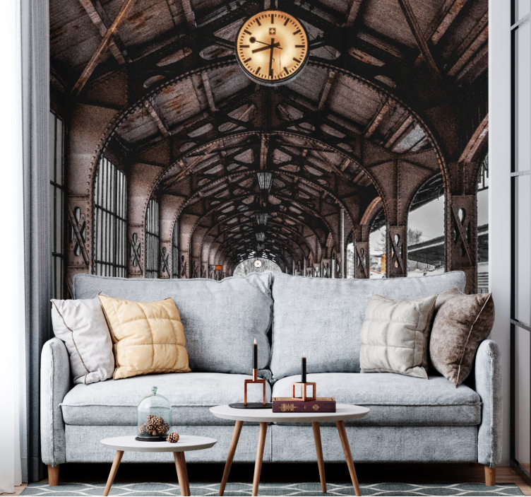 城市和乡村照片墙时钟车站拱门 - TenStickers