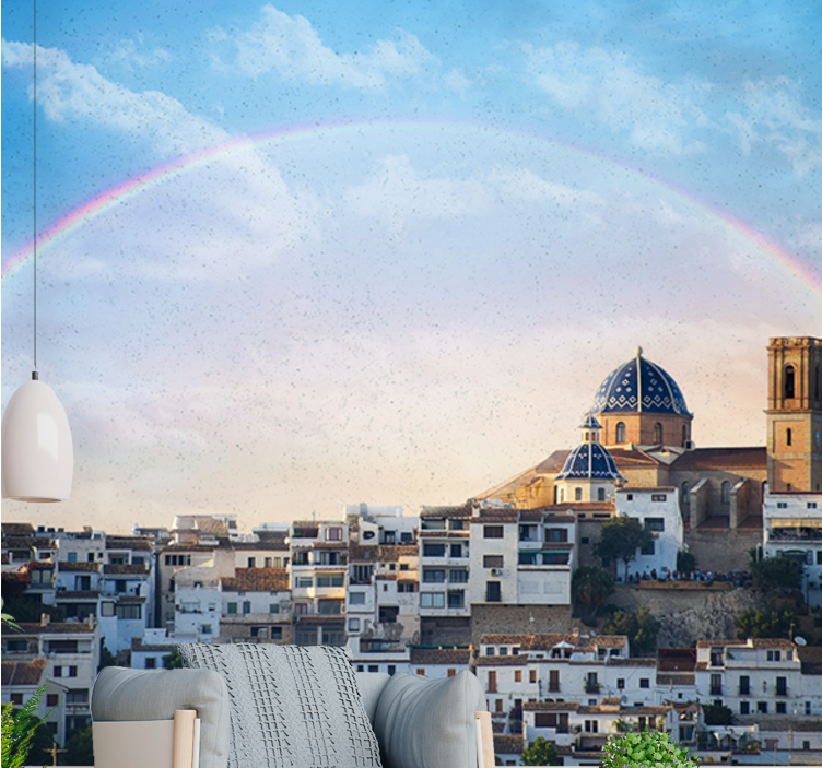 城市和乡村照片墙展示海滨小镇建筑 - TenStickers