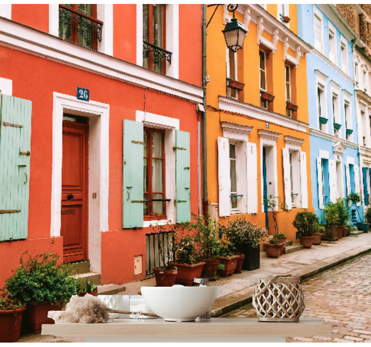 城市和乡村照片墙 色彩斑斓的巴黎建筑立面 - TenStickers