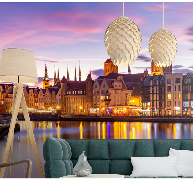 城市和乡村照片墙 历史悠久的河滨建筑 - TenStickers