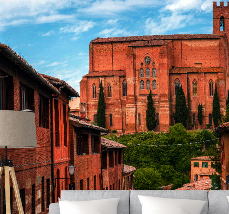 城市和乡村照片墙展示历史悠久的托斯卡纳大教堂 - TenStickers