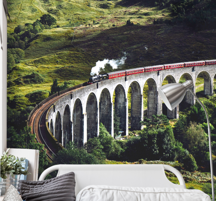 城市和乡村照片墙展示标志性铁路桥 - TenStickers