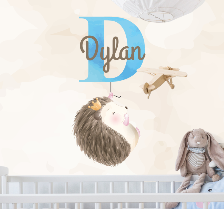 可爱的动物刺猬与名字托儿所壁画 - TenStickers