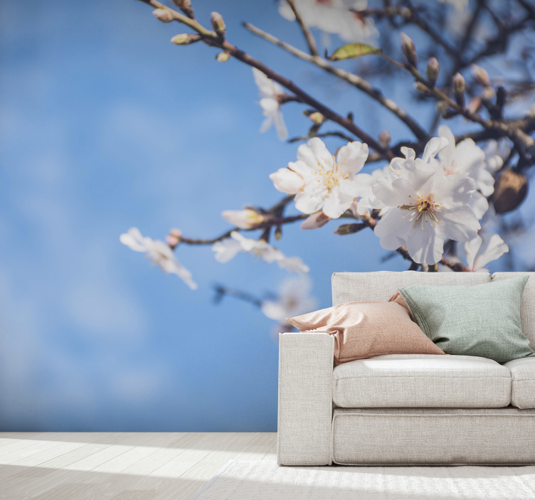 花卉照片墙与盛开的枝条相映成趣 - TenStickers