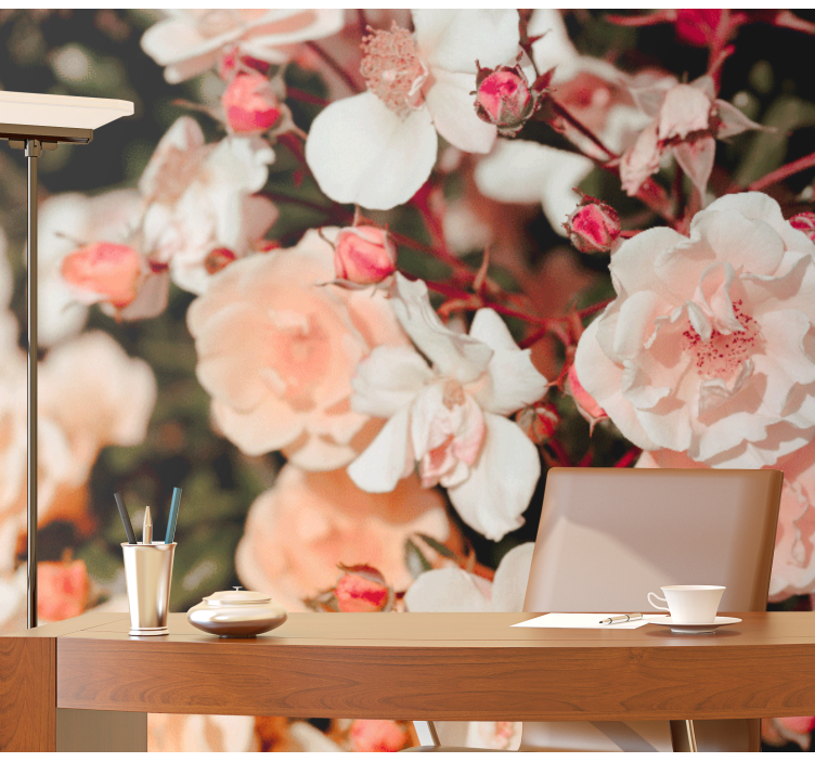 花卉照片墙绽放玫瑰花瓣 - TenStickers