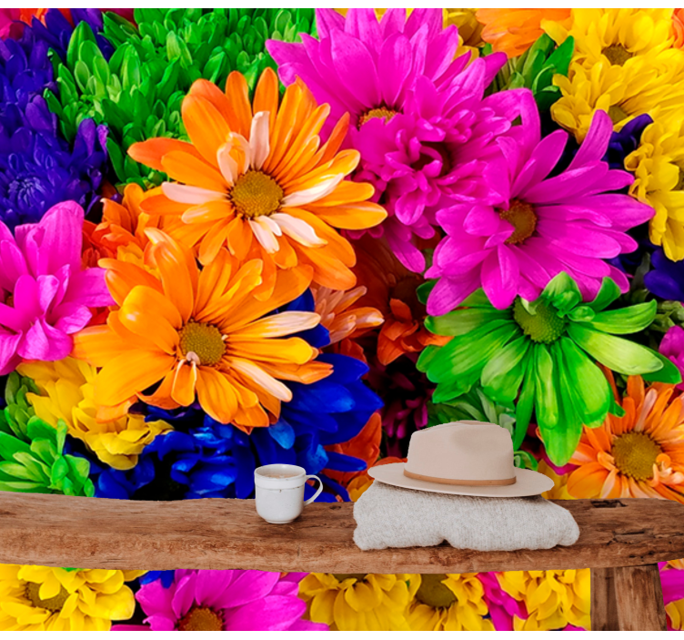 花卉照片墙色彩缤纷的植物排列 - TenStickers