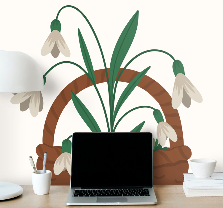 花卉照片墙展示精致的雪花莲花朵 - TenStickers