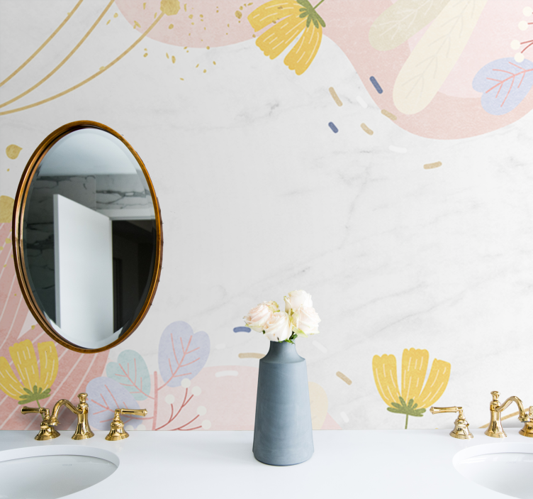 花卉照片墙与花卉图案点缀相得益彰 - TenStickers