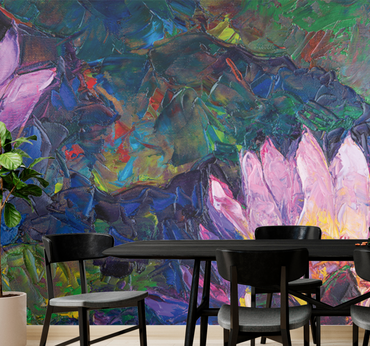 花卉照片墙展现莲花抽象艺术 - TenStickers