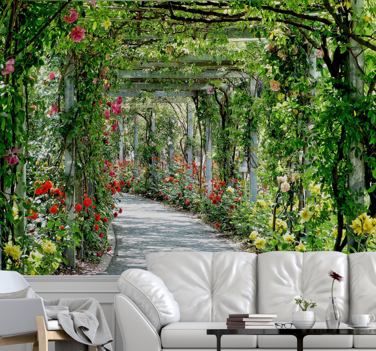 花卉照片墙生机盎然的花卉拱廊 - TenStickers