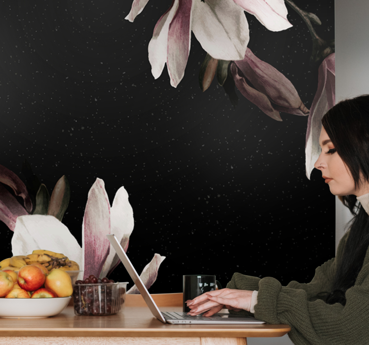 花卉照片墙展现木兰花卉图案 - TenStickers