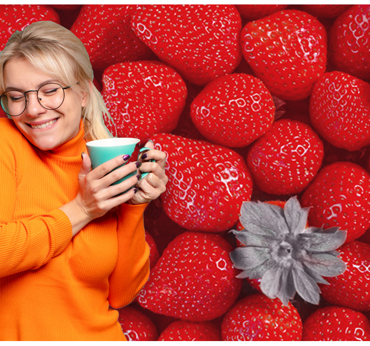 花卉照片墙草莓与绽放 - TenStickers