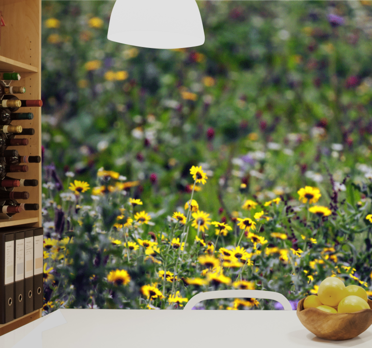 花卉照片墙展现阳光草甸的绽放 - TenStickers