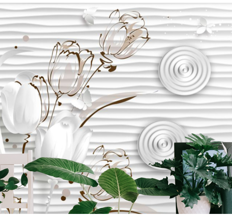 花卉照片墙白色优雅郁金香 - TenStickers