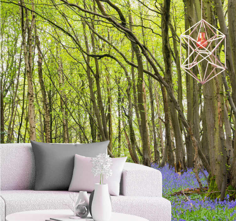 森林照片墙生机勃勃的绿色树木 - TenStickers