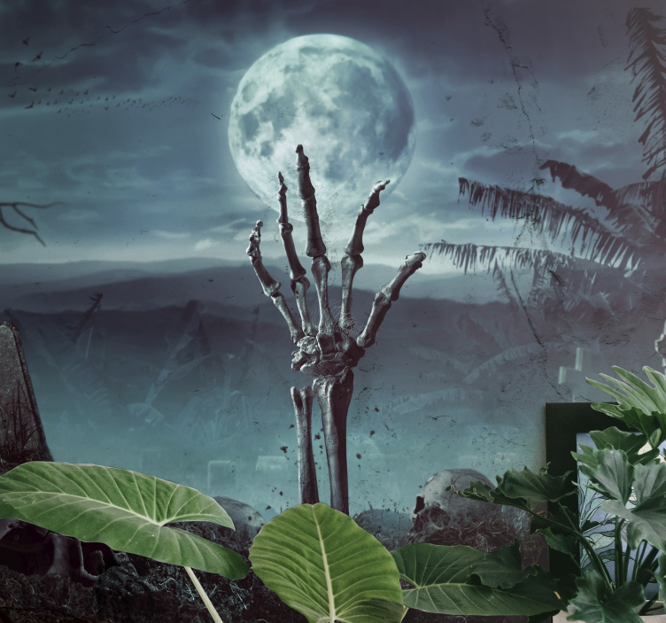 满月在墓地里万圣节墙壁画 - TenStickers