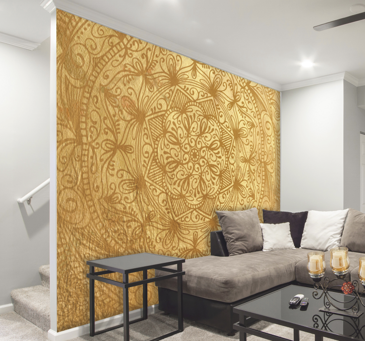 令人惊叹的金色曼陀罗摄影壁画 - TenStickers