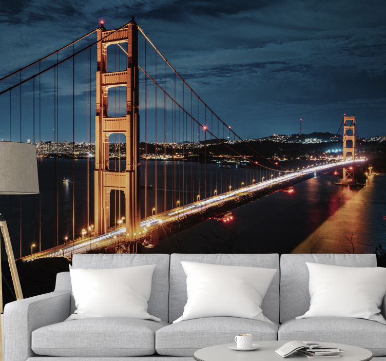 金门大桥的夜墙壁画 - TenStickers