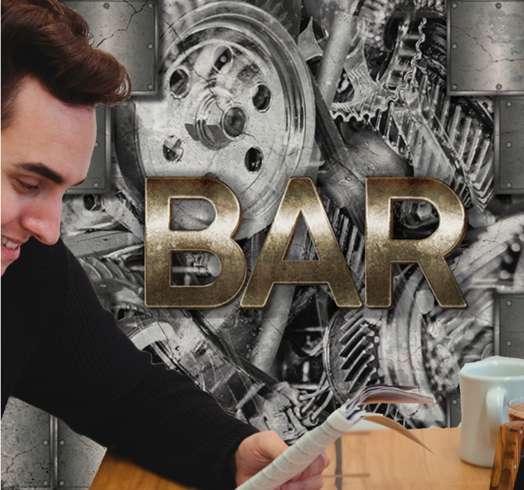 城市艺术照片壁画工业齿轮字母设计 - TenStickers