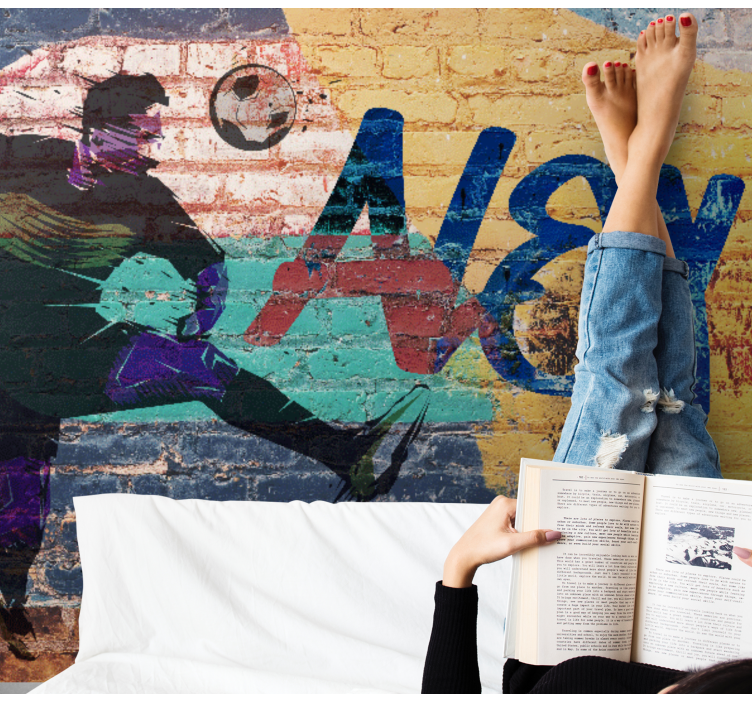 城市艺术照片壁画足球运动员动态表现 - TenStickers