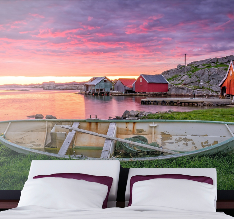 其他景观壁画美丽海滨村庄 - TenStickers