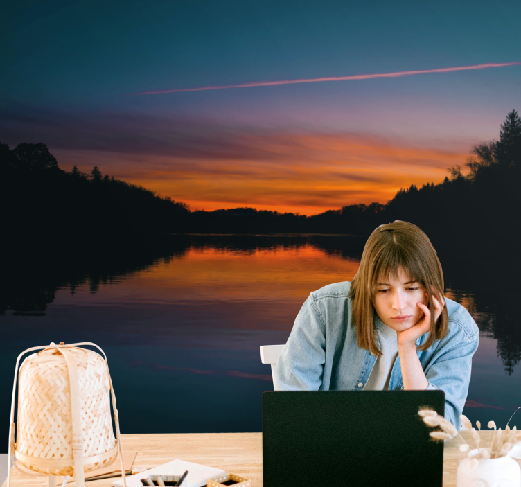 其他景观壁画宁静湖泊日落 - TenStickers