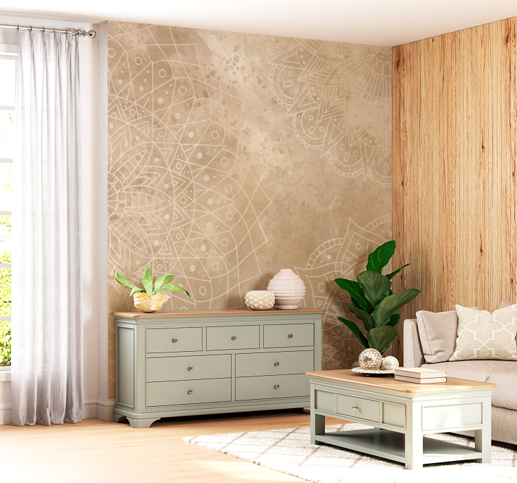 客厅的其他墙面壁画 曼陀罗复古 - TenStickers