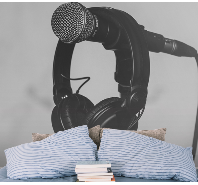 音乐照片墙与麦克风和耳机 - TenStickers