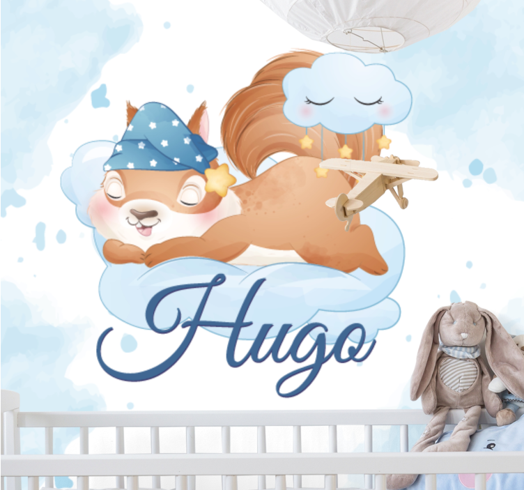 幼儿园的其他壁画：睡梦中的懒松鼠 - TenStickers