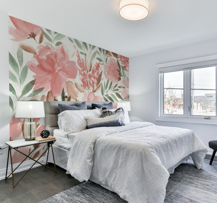 壁画 彩色纸质全景图 纸质彩绘全景花卉 - TenStickers