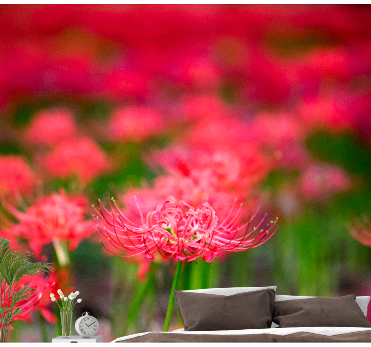 罂粟花风格的墙面壁画生动的深红花朵 - TenStickers