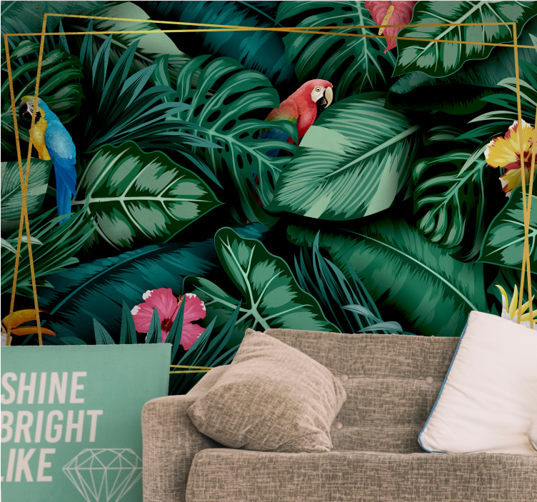 热带雨林鸟类壁画 - TenStickers